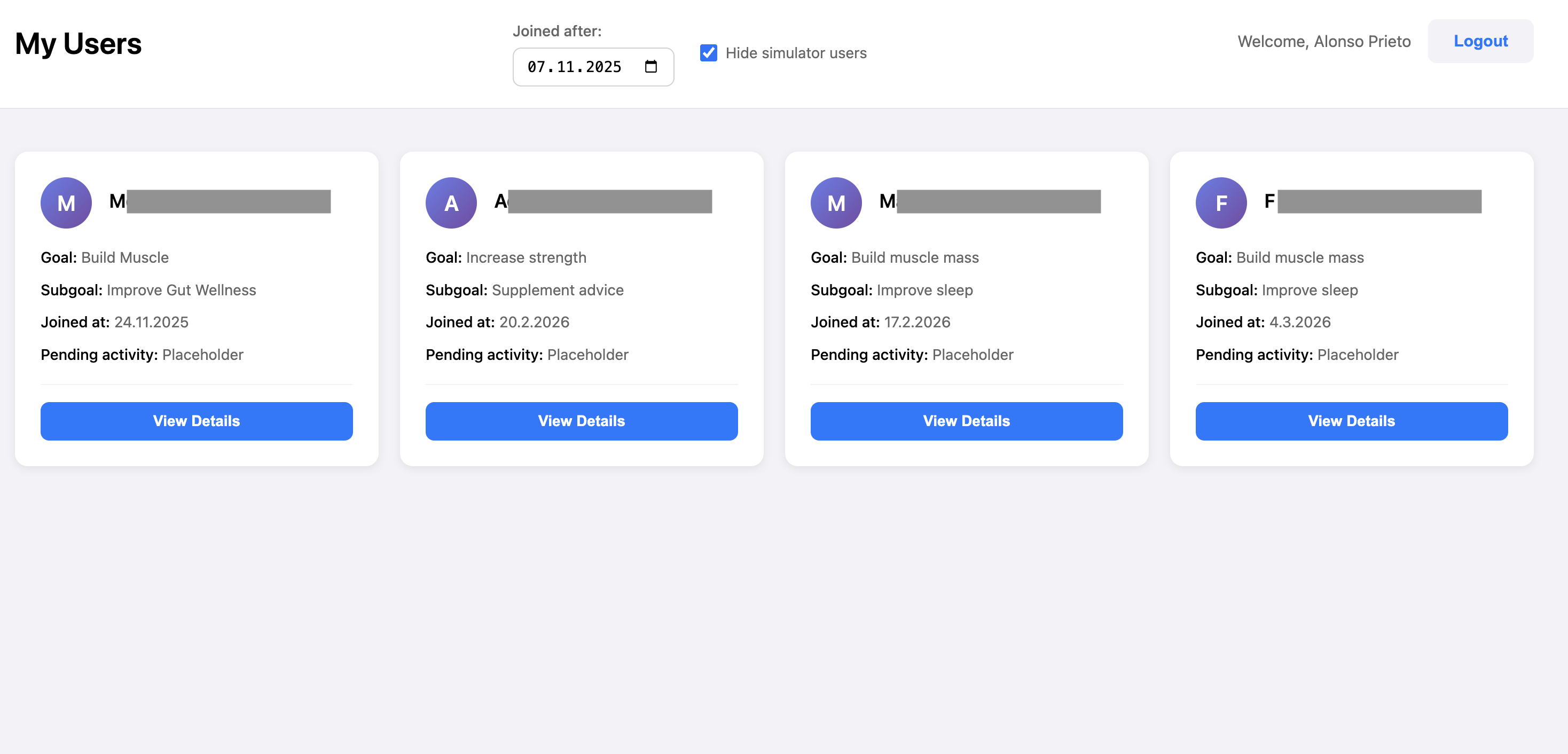 Get an overview of all your coachees and the pending actions